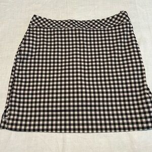 Izod Gingham Checkered Mini Skirt Size 6 Black White Red Pinstripe Preppy Golf